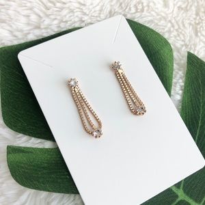 Gold Rhinestone Femme Dangle Earrings